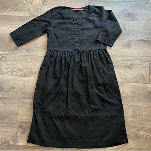 Pyne and Smith black linen midi dress, size Small